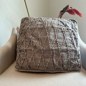 Pottery Barn pillow covers, grey and tan. 20 inch pillow insert, set of 2.